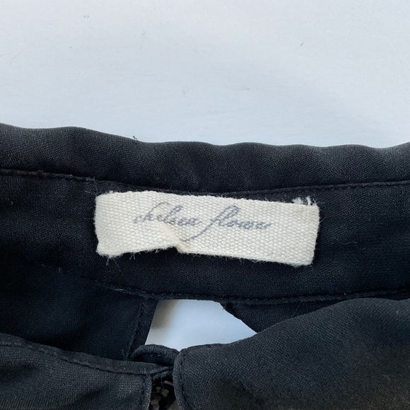 Chelsea Flower 100% Silk Button Up Blouse XS Black Open Back Sexy Night Out Y2K - Picture 3 of 13